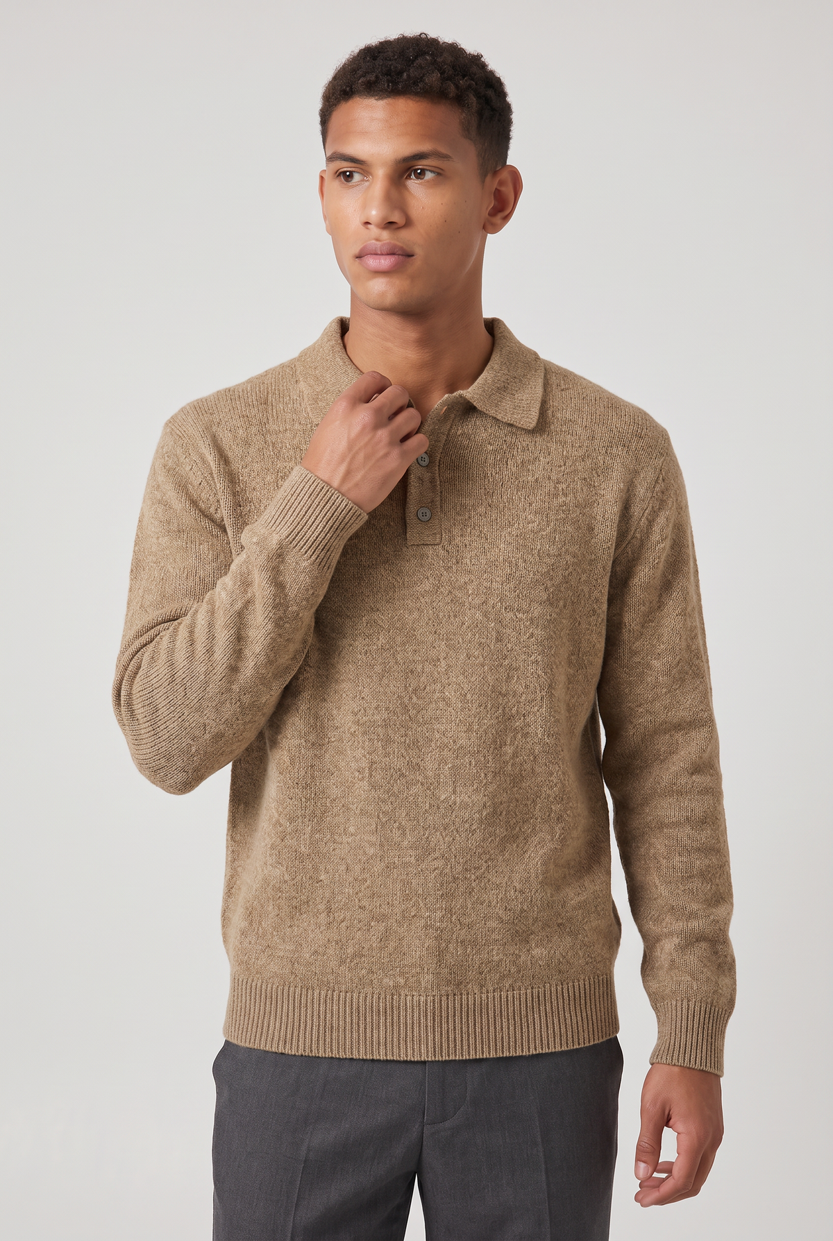 Męski Sweter Polo – Sweter z Kołnierzykiem i Długim Rękawem