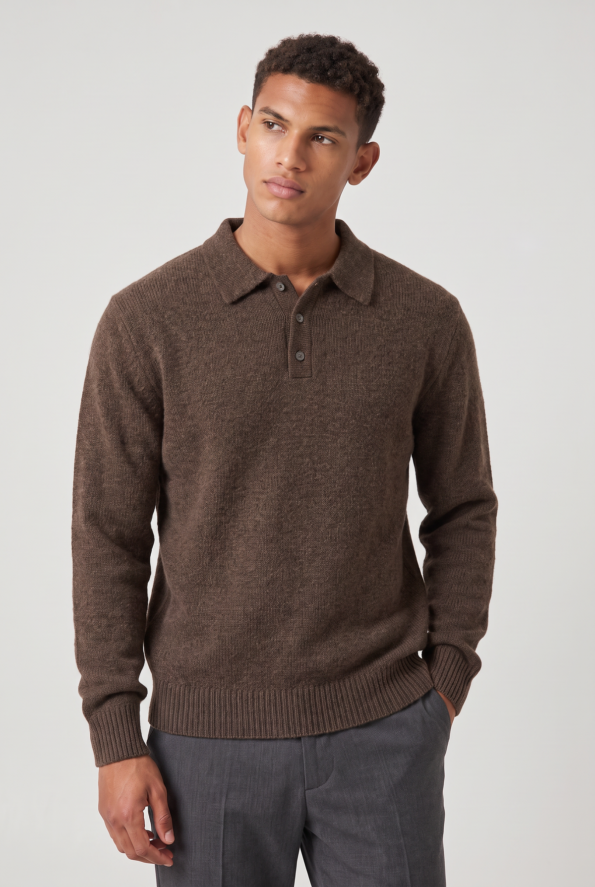 Męski Sweter Polo – Sweter z Kołnierzykiem i Długim Rękawem