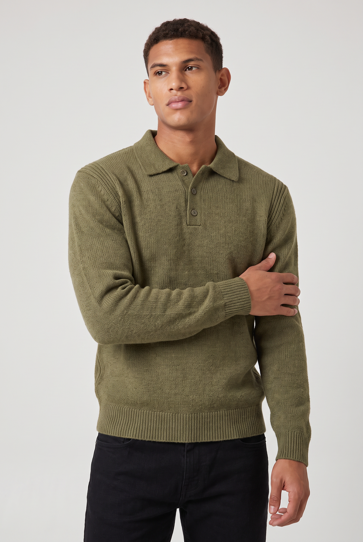 Męski Sweter Polo – Sweter z Kołnierzykiem i Długim Rękawem