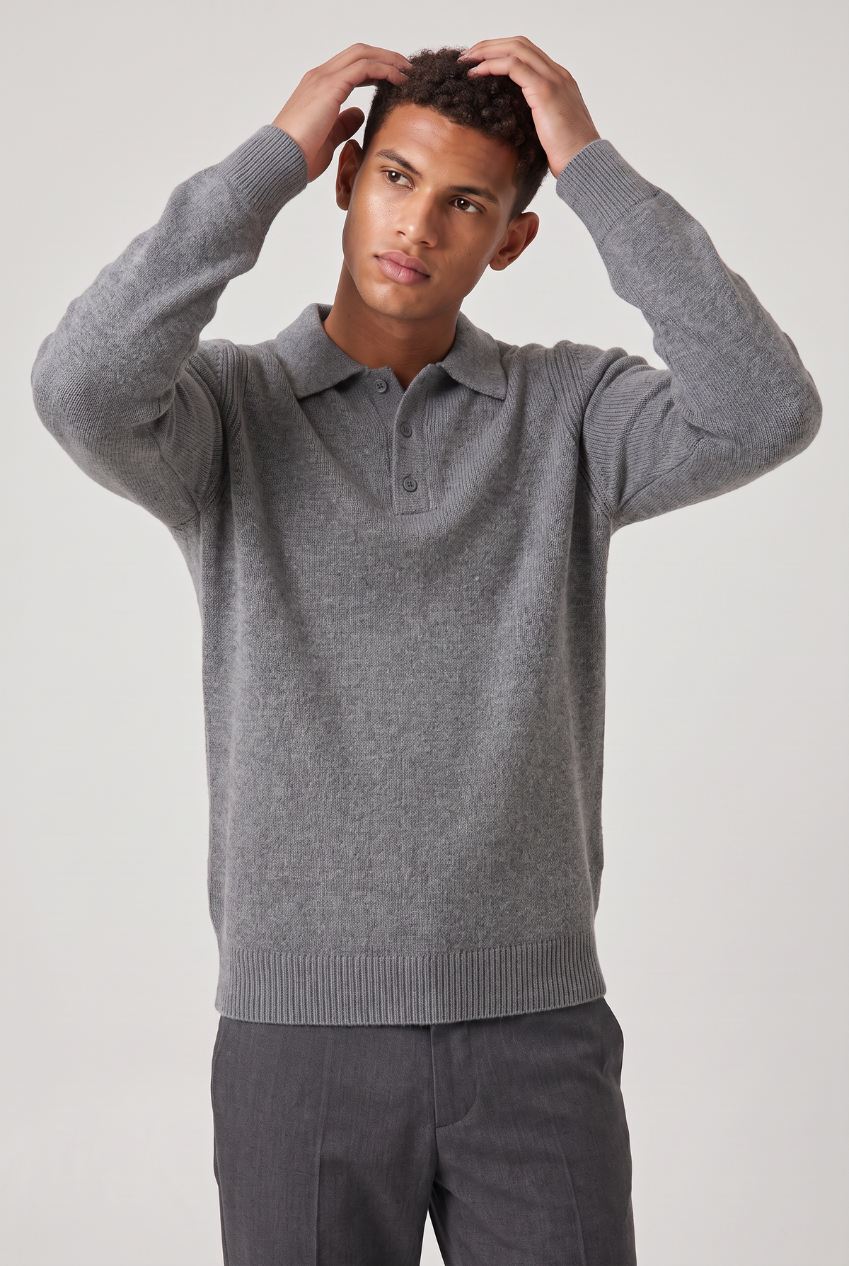 Męski Sweter Polo – Sweter z Kołnierzykiem i Długim Rękawem