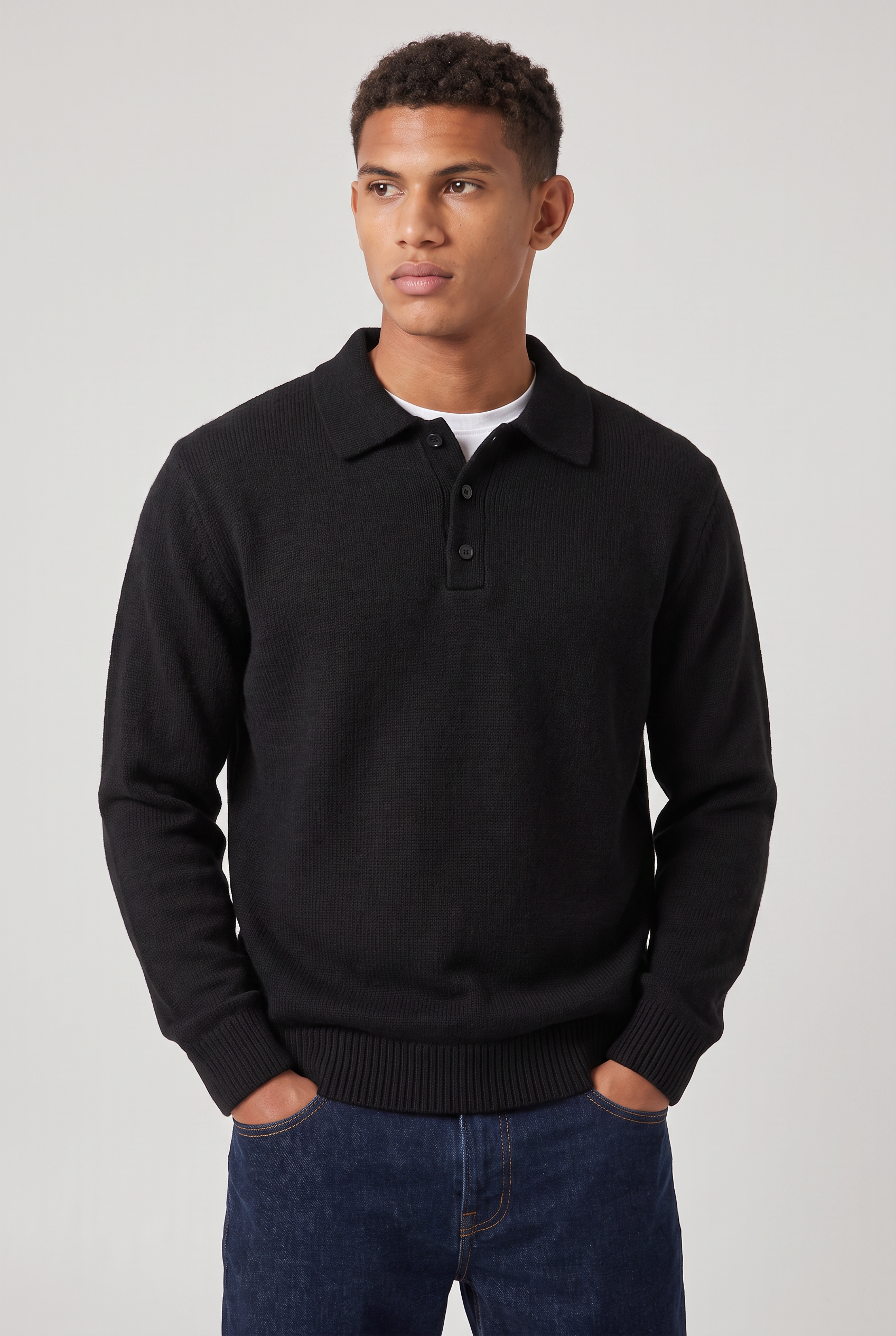 Męski Sweter Polo – Sweter z Kołnierzykiem i Długim Rękawem