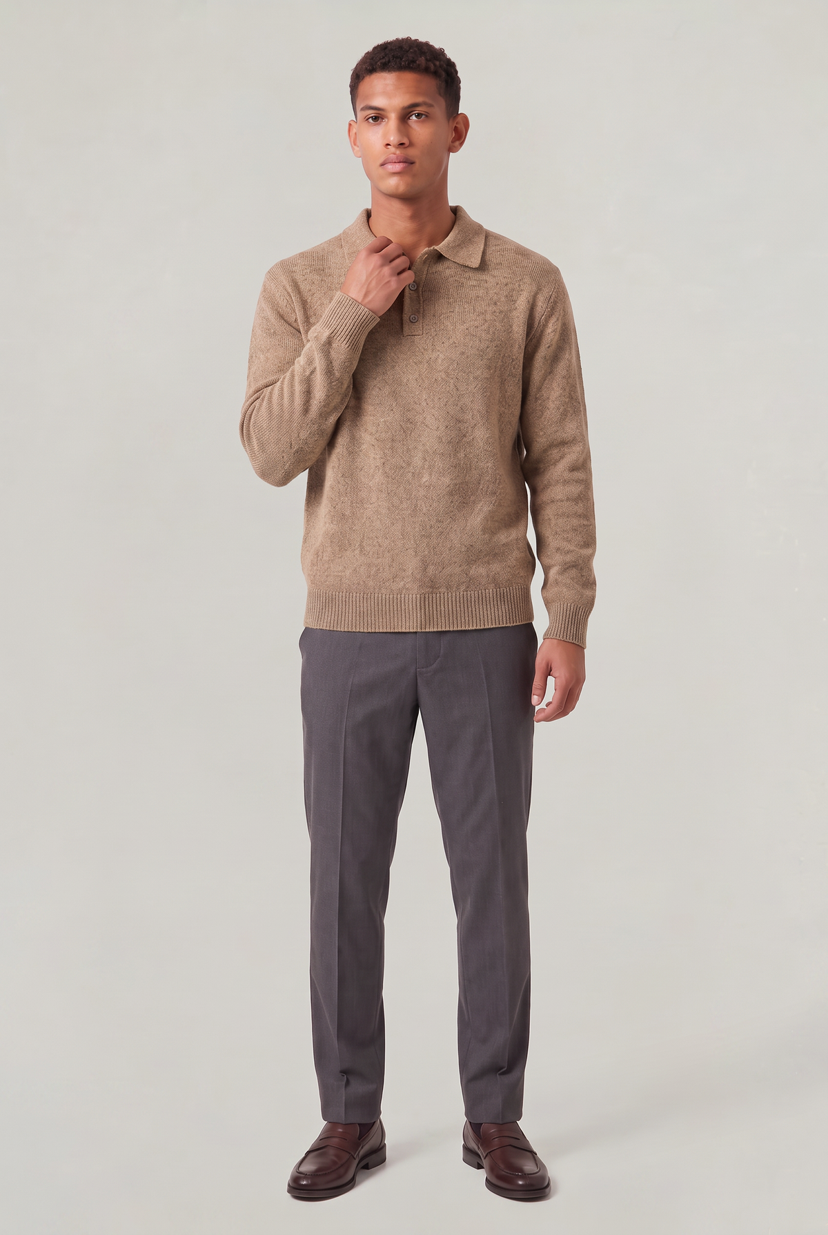 Męski Sweter Polo – Sweter z Kołnierzykiem i Długim Rękawem