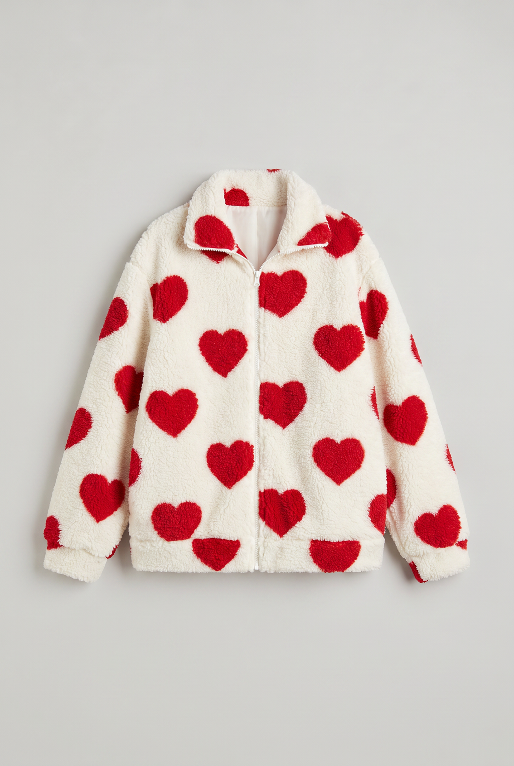 Kurtka Fleece Teddy z Wzorem Serca dla Kobiet