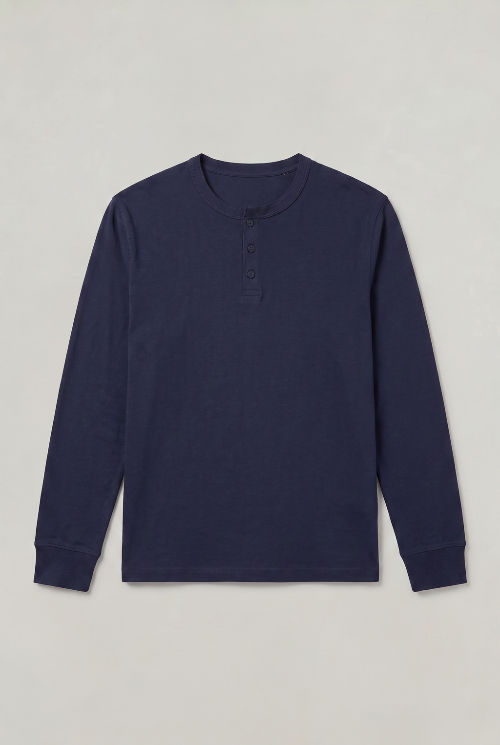 Męska koszula Henley z długim rękawem - Regular Fit, z guzikiem