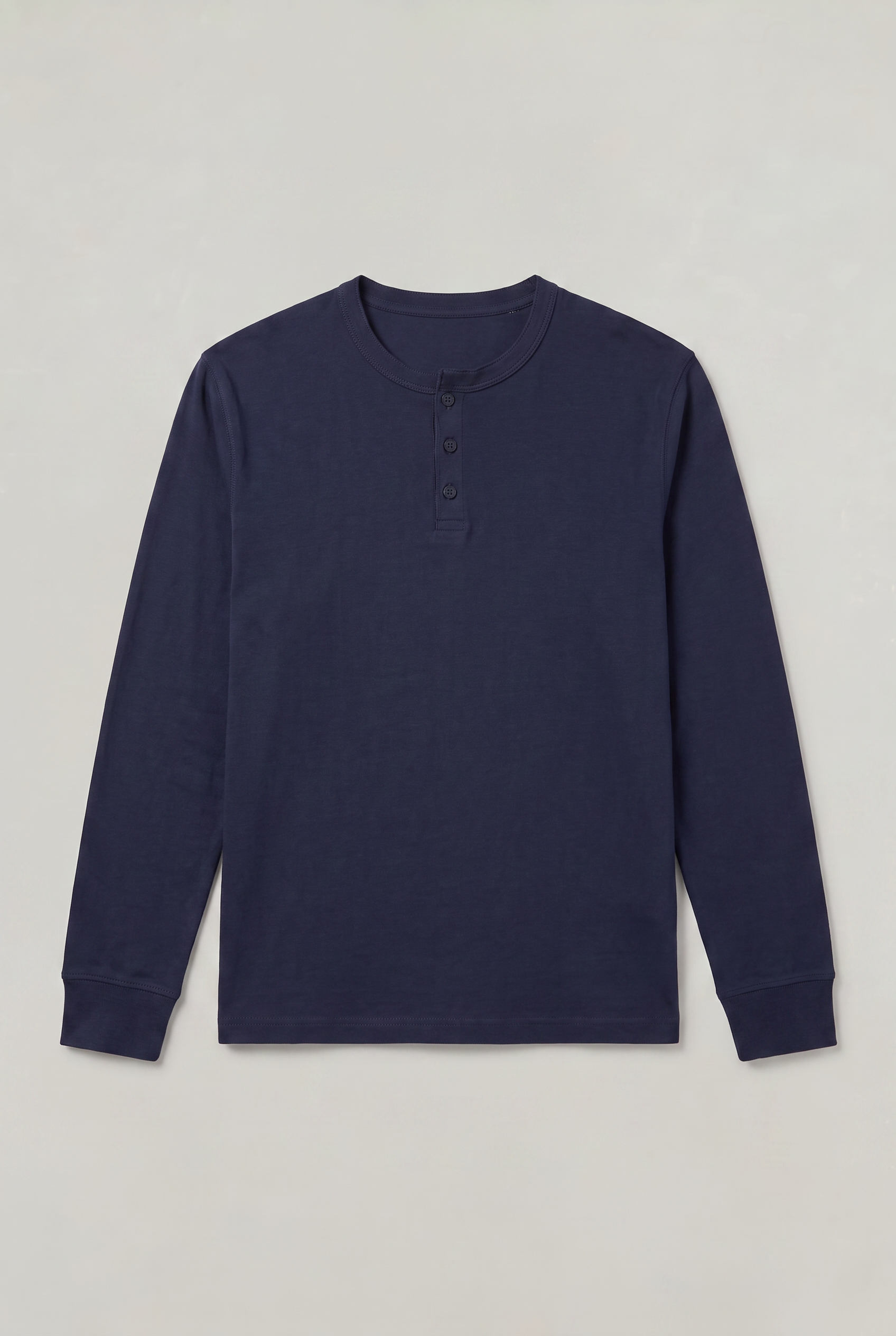 Męska koszula Henley z długim rękawem - Regular Fit, z guzikiem