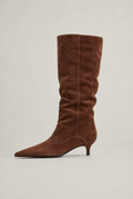 Kobiece Suede Botki do Kolan - Styl Z Nakładką