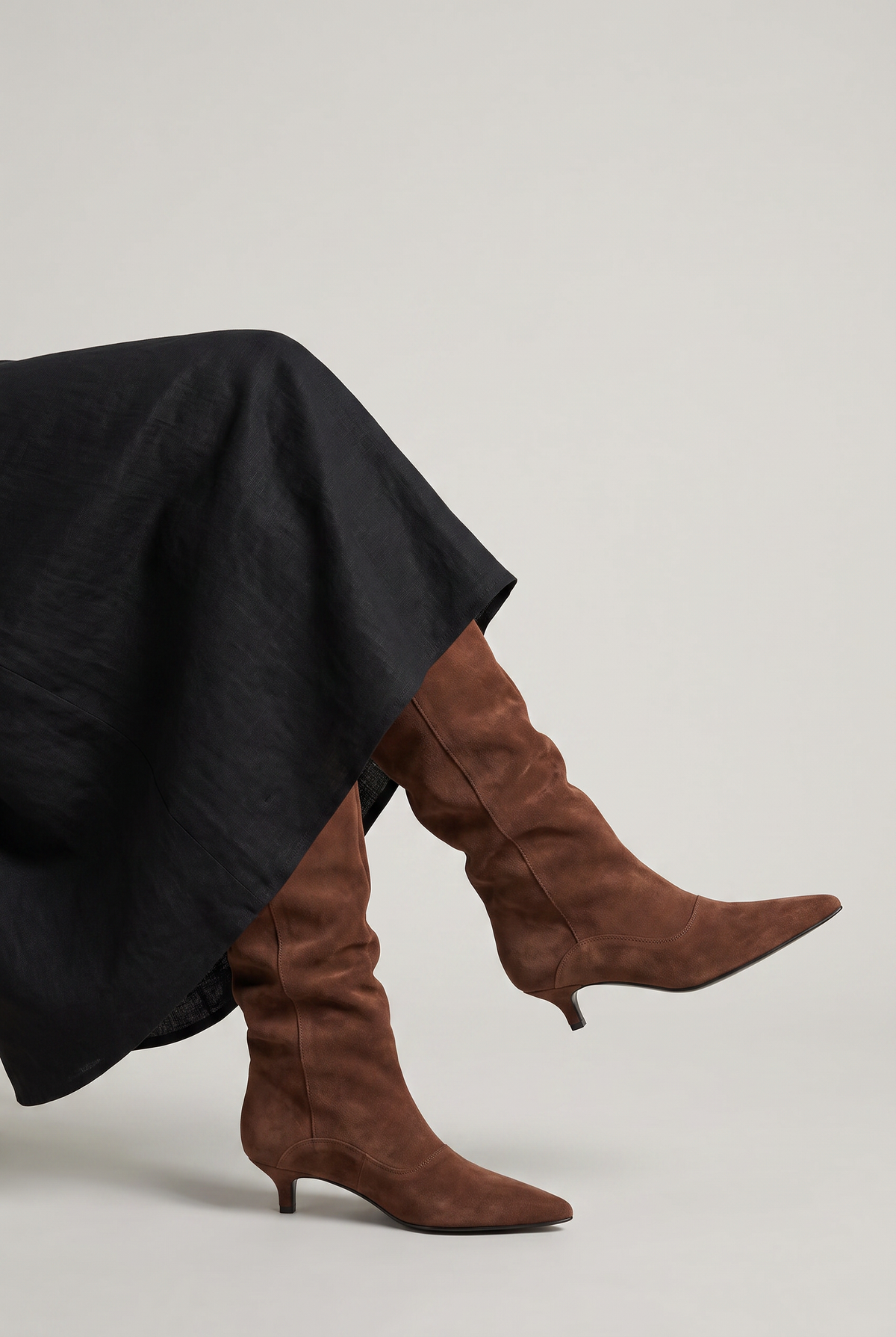 Kobiece Suede Botki do Kolan - Styl Z Nakładką
