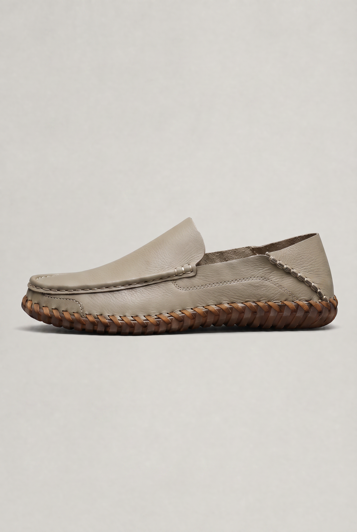 Męskie ręcznie szyte skórzane mokasyny - Okrągły nos, smart casual