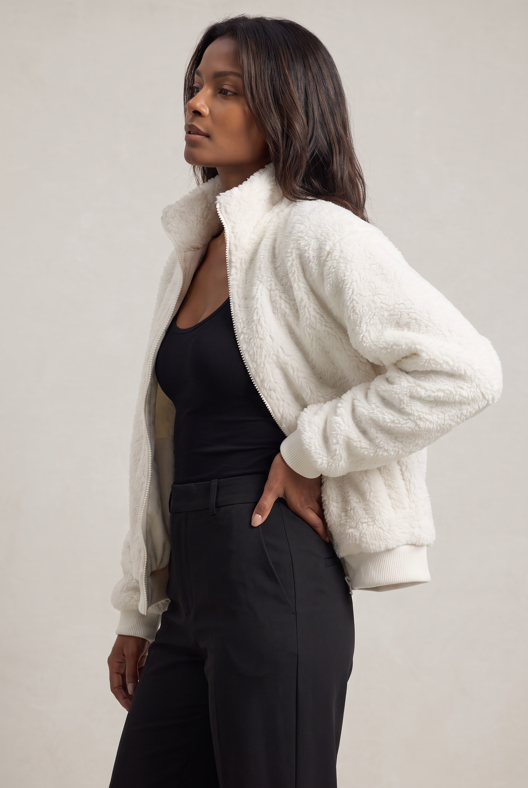 Kurtka Teddy Fleece dla kobiet – Płaszcz z zamkiem