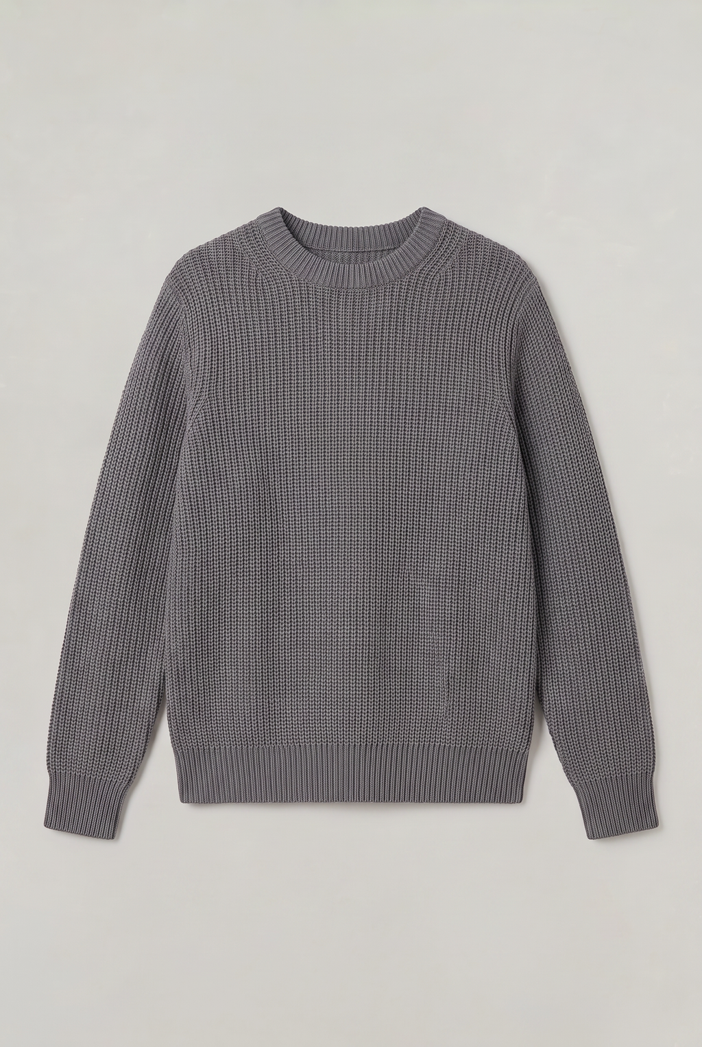 Męski Oversized Sweter z Prążkowanej Dzianiny - Sweter z Okrągłym Dekoltem
