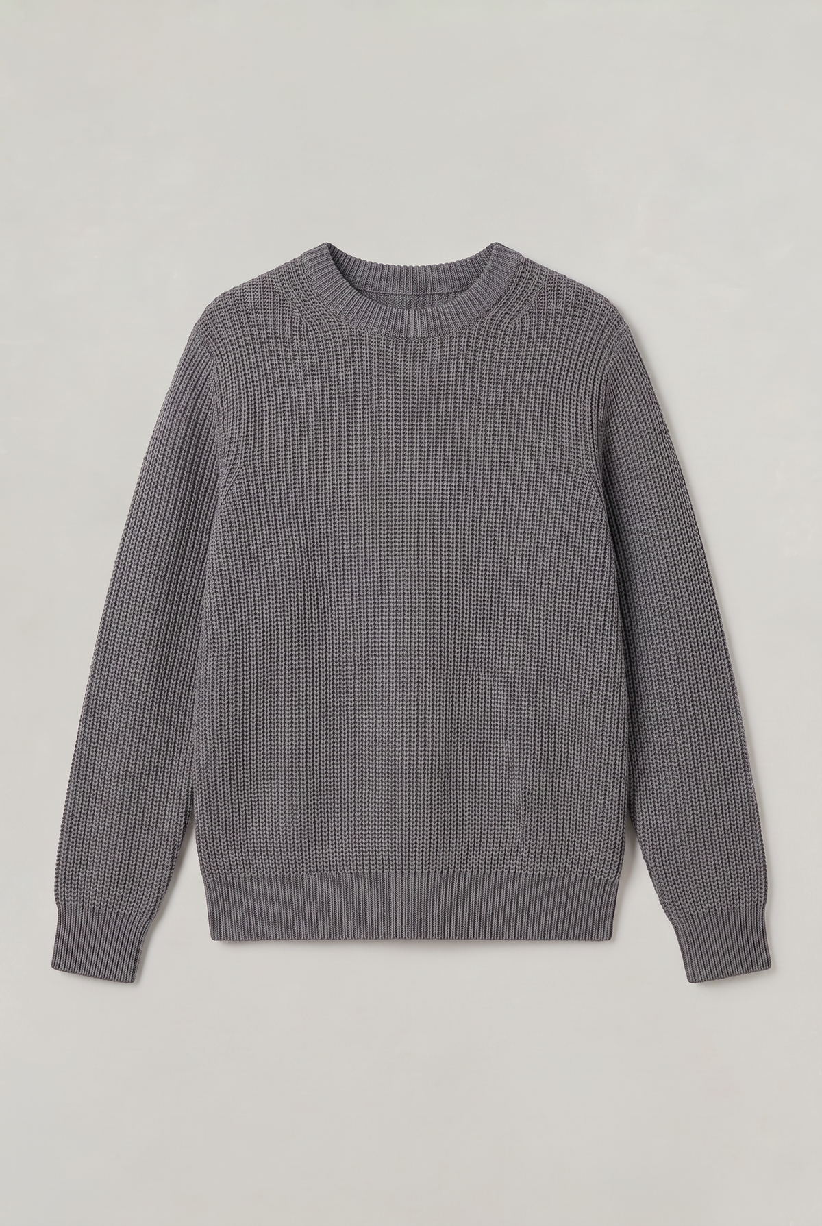 Męski Oversized Sweter z Prążkowanej Dzianiny - Sweter z Okrągłym Dekoltem