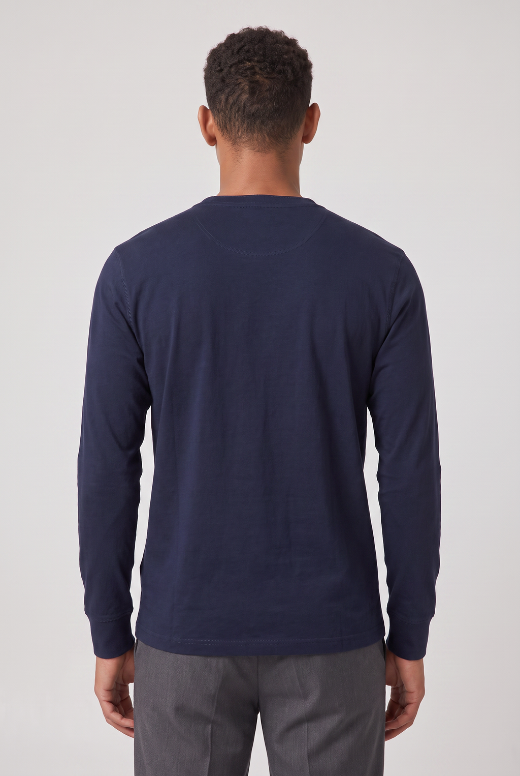 Męska koszula Henley z długim rękawem - Regular Fit, z guzikiem